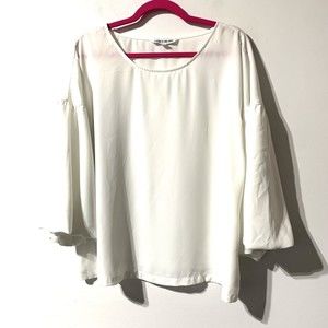 Elizabeth and James Blouse Balloon Bell Sleeve Top Women's Size XXL 2XL White